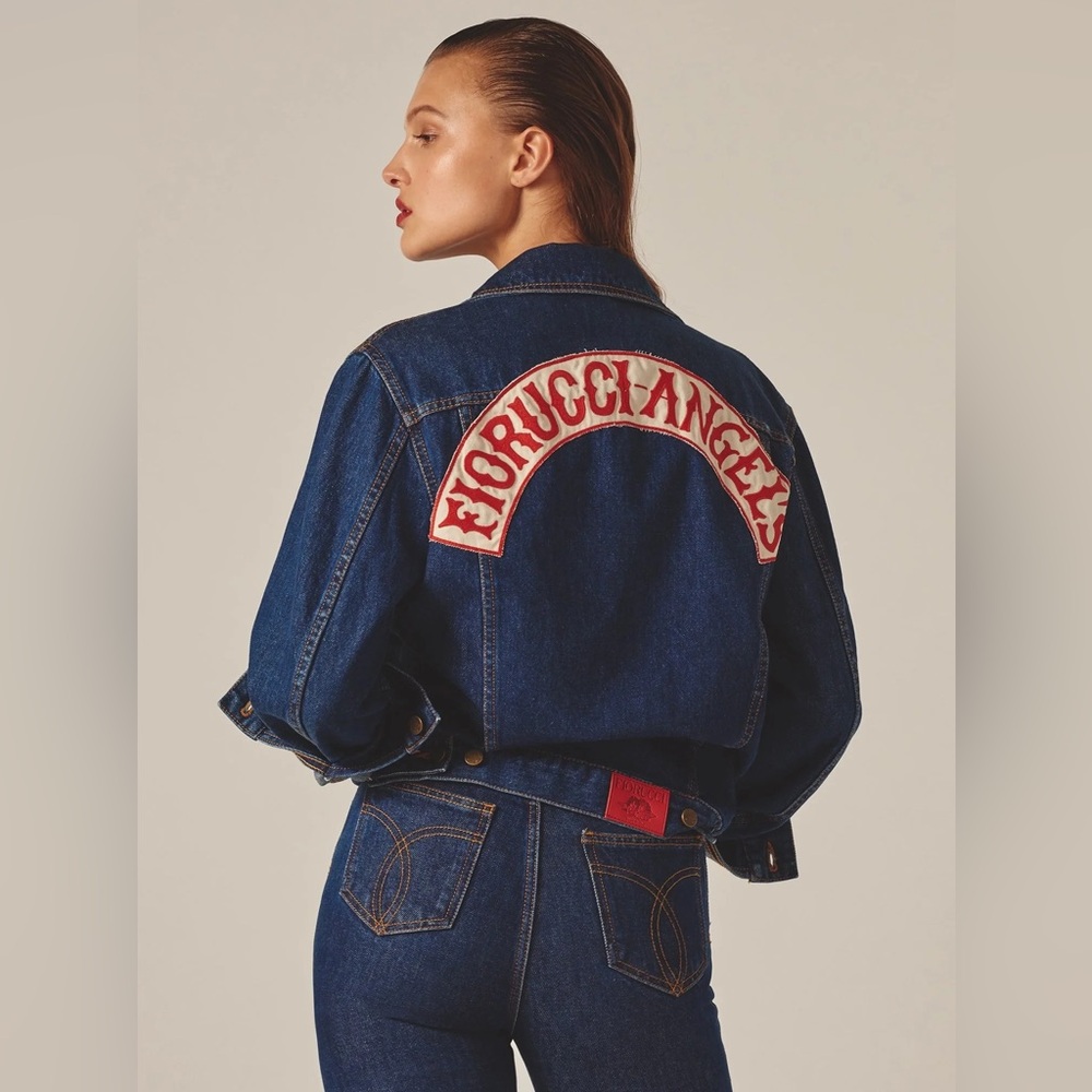 Fiorucci Dark Blue Denim Jacket with Red Logo
